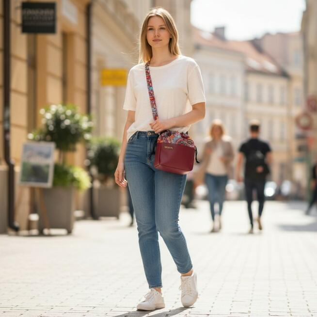 Torebka Sakiewka Bordowa z Motywem Orientalnej Mandali – Handmade