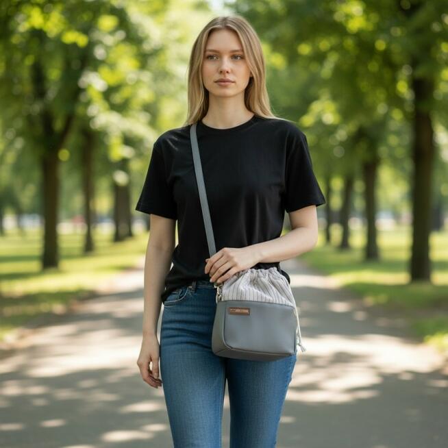 Torebka Sakiewka Sztruksowa Szara – Handmade