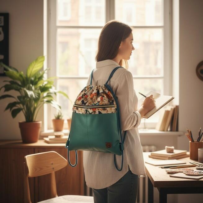 Worko-Plecak Morski z Motywem Motyli – Handmade z Ukrytą Kieszenią na Zamek