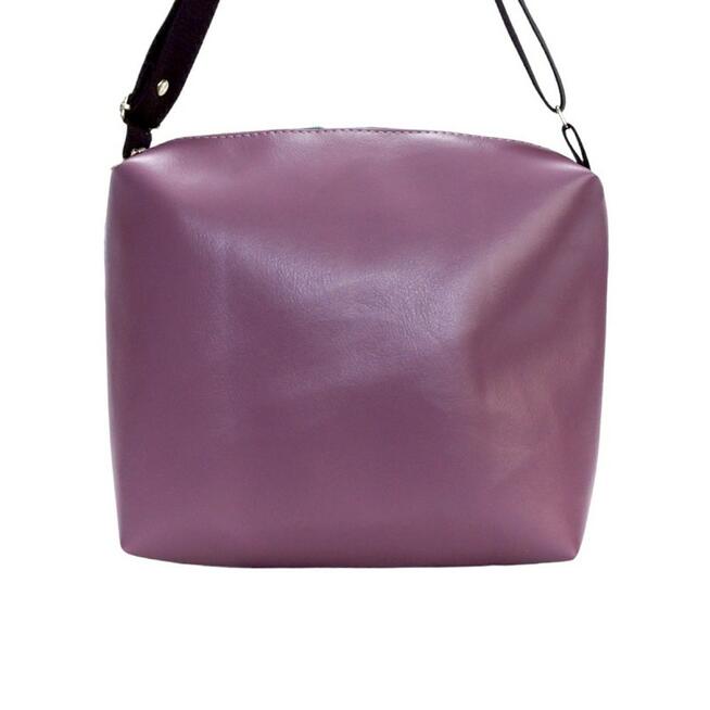 Torebka Na Ramię z Motywem Papugi i Fioletową Ekoskórą – Handmade