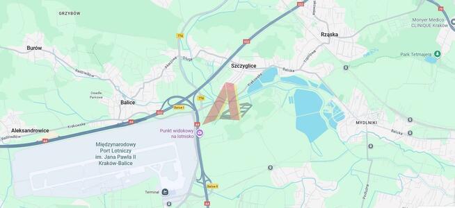 Działka usługowa Szczyglice gm. Zabierzów, Krakowska