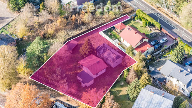 Pęcice Małe • Działka 1297 m² + dom 45 m²