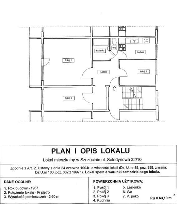 Mieszkanie Szczecin Prawobrzeże, ul. Seledynowa