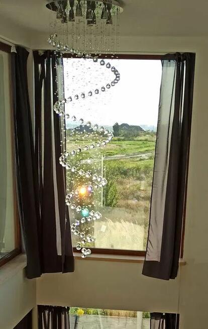 Lampa wisząca, sufitowa led, kryształowa, żyrandol, długa