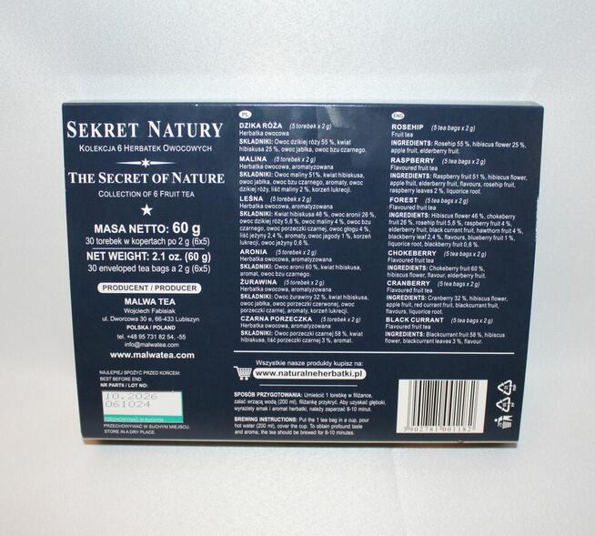 Malwa herbata owocowa zestaw na prezent 6 smaków 30t.