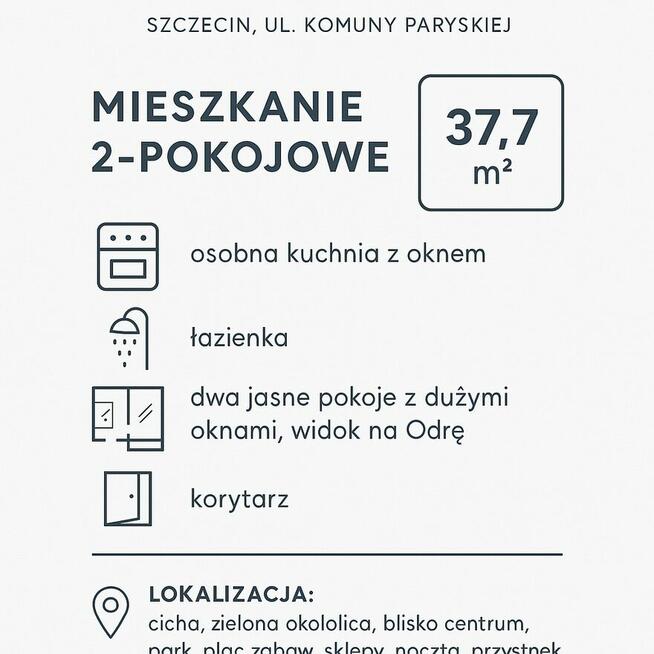 Wynajmę 2-pokojowe mieszkanie – ul. Komuny Paryskiej, Szczec