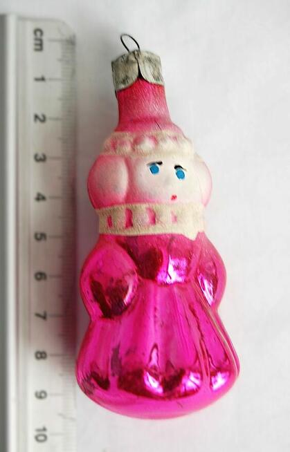 Stara bombka szklana ręcznie malowana śnieżynka panienka PRL