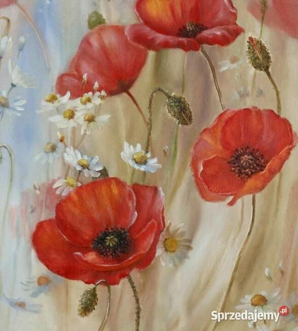 Makowa Łąka, ręcznie malowany olejny, Lidia Olbrycht