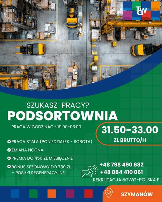 Podsortownia paczek | 31,50 zł/h + bonus świąteczny 780 zł