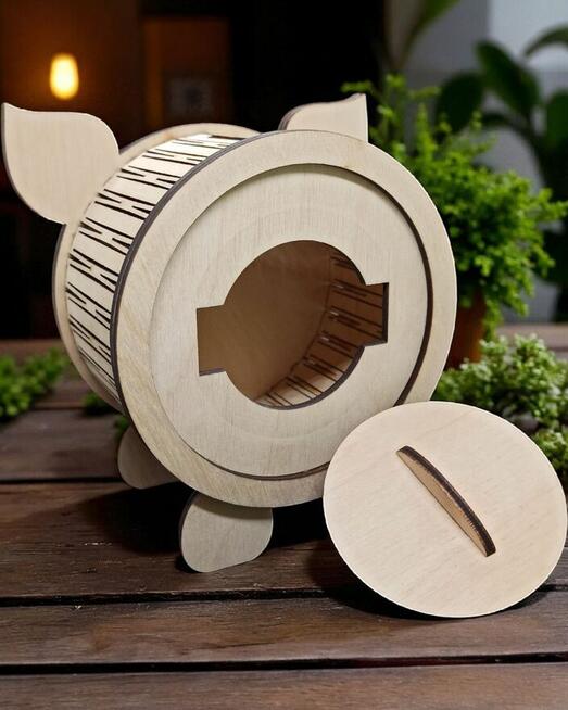 Drewniana Świnka Skarbonka Dla Dzieci