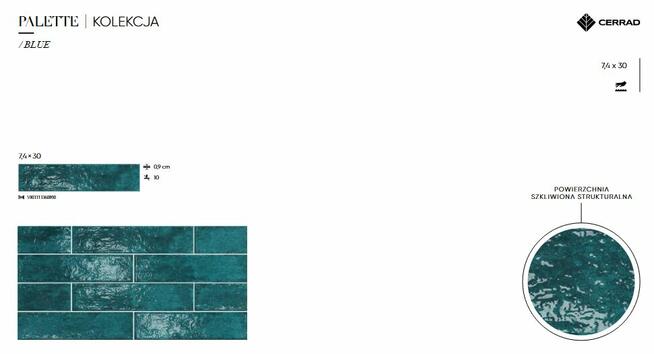 Płytki łazienkowe turkusowe cegiełka szkliwiona Palette