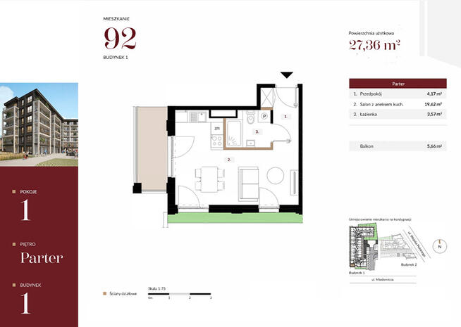 Nowe mieszkanie > CENTRUM > 27,36 m2