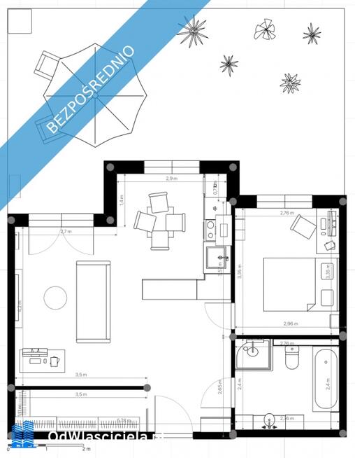 Wrocław, Lokum di Trevi, 2 pokoje 50.2 m², taras 40 m², bez pośredników