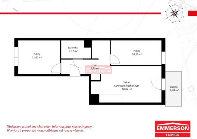 3-pokoje, Rondo Matecznego, 2 - balkony