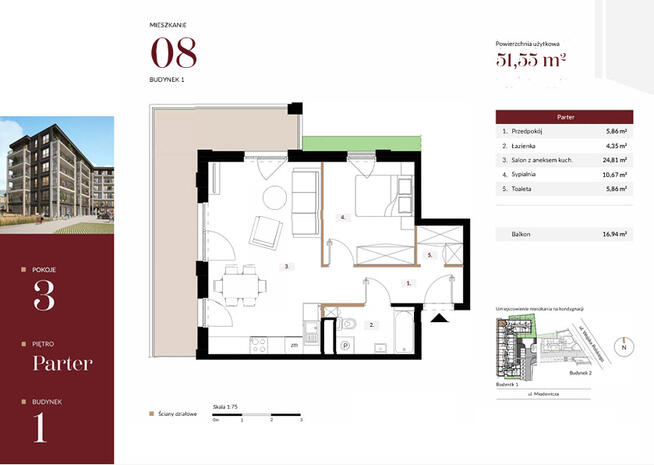 Nowe mieszkanie > CENTRUM > 51,55 m2