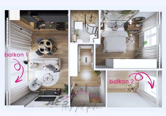 ✩ 3 POKOJE ✩ po remoncie ✩ 2 BALKONY ✩ umeblowane ✩