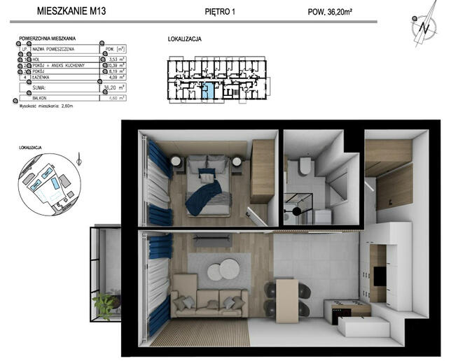 Nowe > 2 pokoje > 36,20 m2 > Al. Solidarności