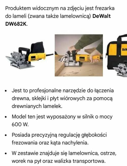 Frezarka do lameli, lamelownica DeWalt. NOWA
