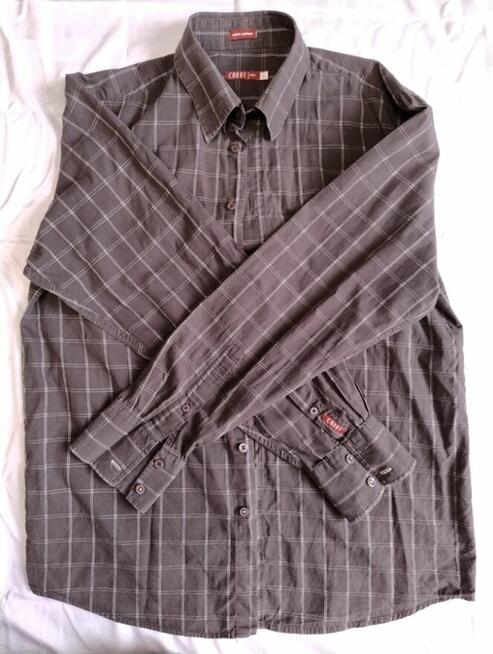 Koszula Carry męska rozpinana z długim rękawem brązowa