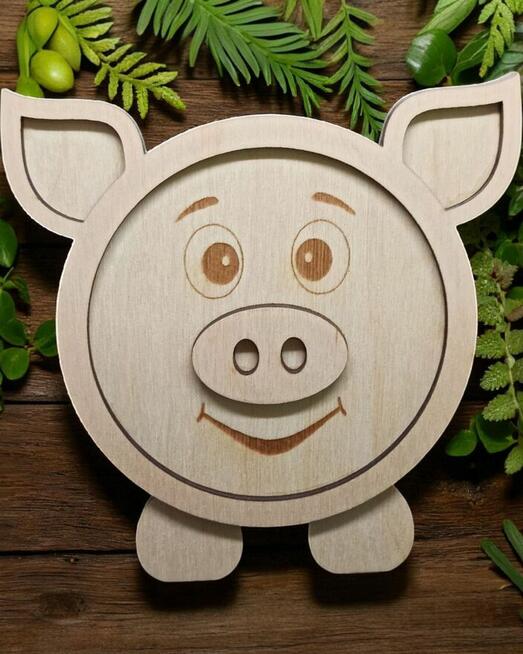 Drewniana Świnka Skarbonka Dla Dzieci