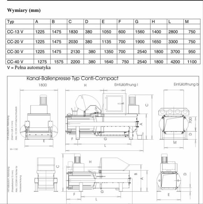 Belownica prasa kanałowa automat do makulatury kartonu foli
