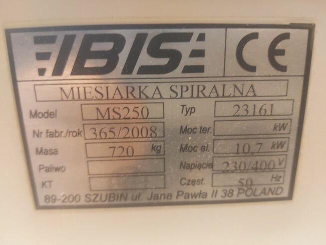 Miesiarka spiralna do ciasta IBIS MS 250 + 2 kotły. 43000 zł