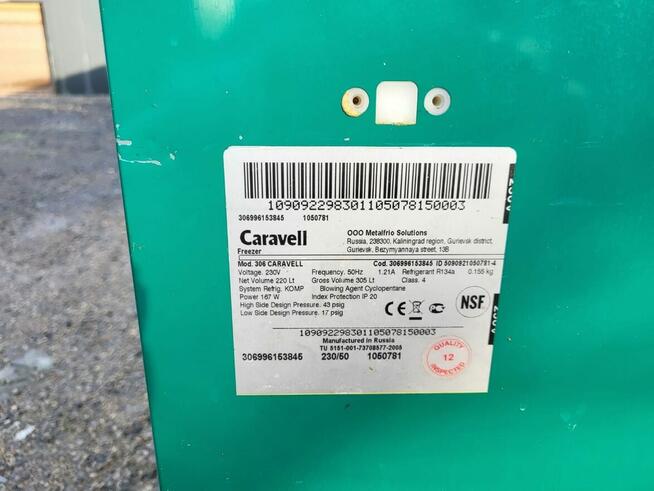 Zamrażarka skrzyniowa sprawna z szybą, wolnostojąca Caravell