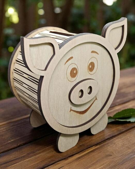 Drewniana Świnka Skarbonka Dla Dzieci