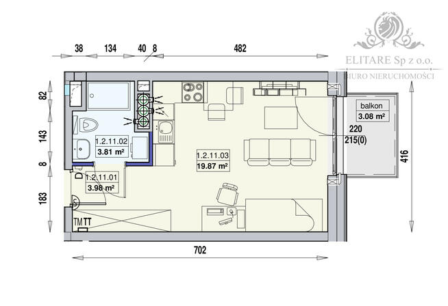 Mieszkanie NOWE 27,66m2 ,1 pok. w Centrum Wrocławia/Stare Miasto