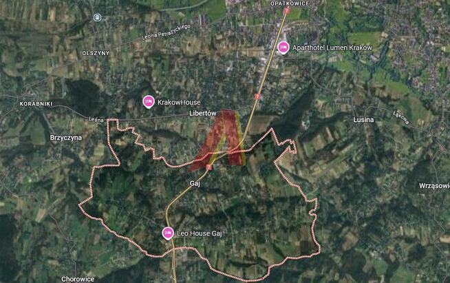 Działka usługowa Gaj gm. Mogilany, Zakopiańska