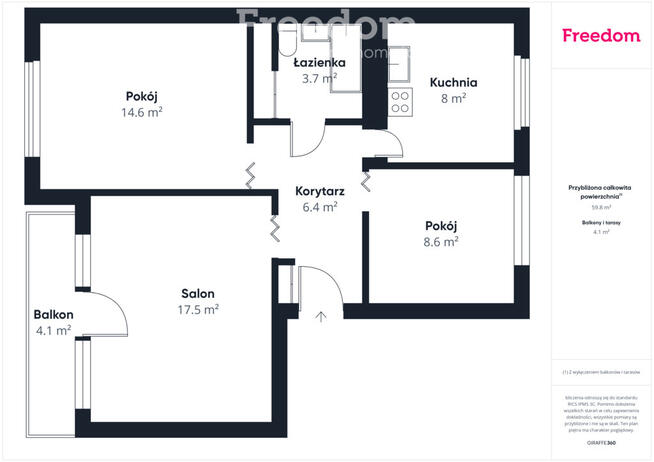 Mieszkanie 3 pokojowe z balkonem - Orneta