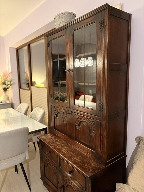 Dębowy kredens w stylu wiktoriańskim, lata 60/70