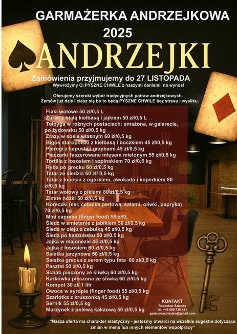 Sala do wynajęcia na Andrzejki 2025 80m2 1800 zł