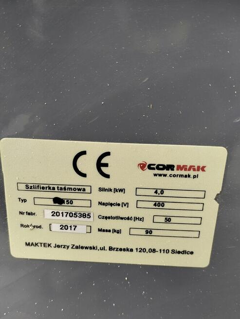 Szlifierka taśmowa do metalu CORMAK SM150