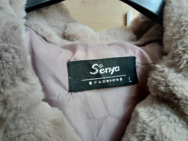 kamizelka bezrękawnik futrzany damski z kapturem rozmiar L