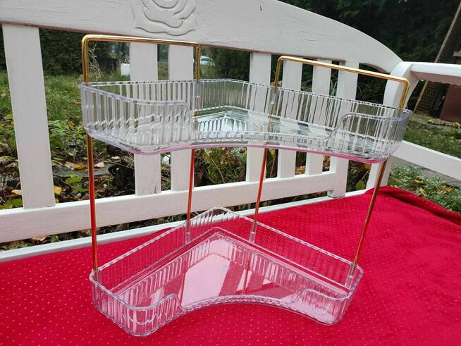 Stojak organizer półka łazienki narożny złoty łazienkowa