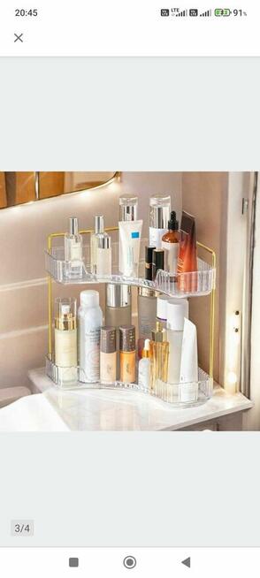 Stojak organizer półka łazienki narożny złoty łazienkowa