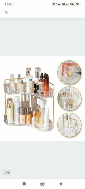 Stojak organizer półka łazienki narożny złoty łazienkowa