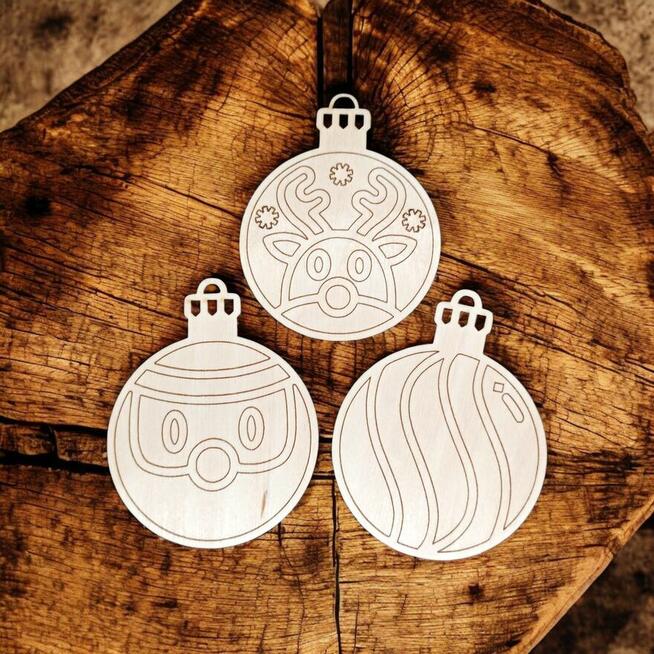 Zestaw Drewnianych Bombek Do Malowania, OZDOBY ŚWIĄTECZNE, D