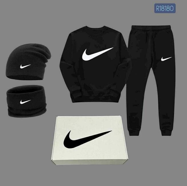 Komplet męski spodnie dresowe z bluza + czapka z kominem