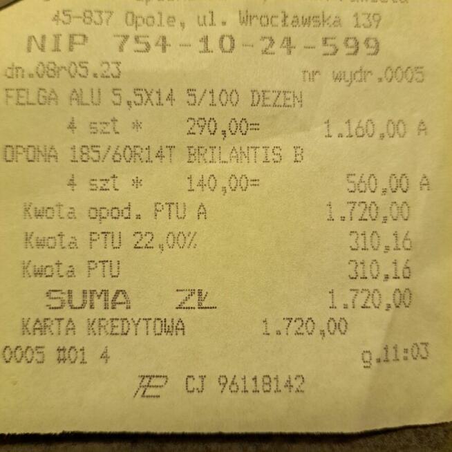 Opony całoroczne z felgami gratis 185/60/14