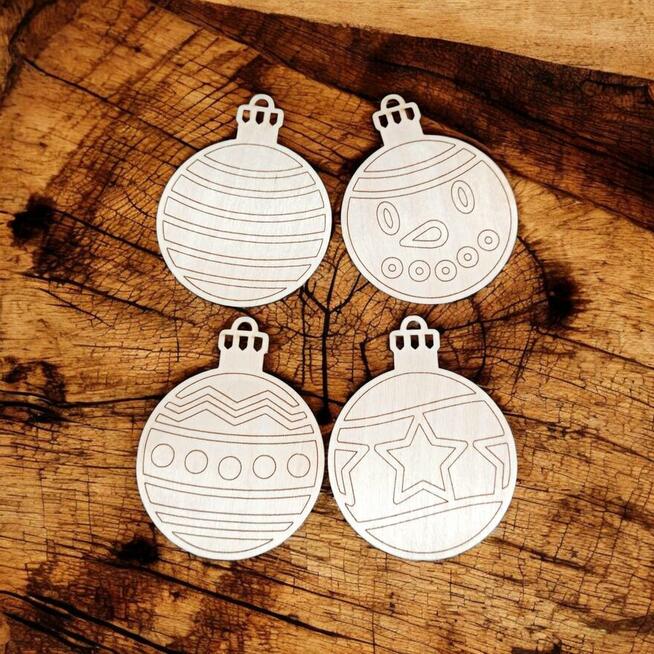 Zestaw Drewnianych Bombek Do Malowania, OZDOBY ŚWIĄTECZNE, D