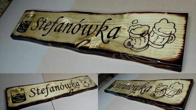 Szyld drewniany z ręcznie wykonanymi grawerem na zamówienie