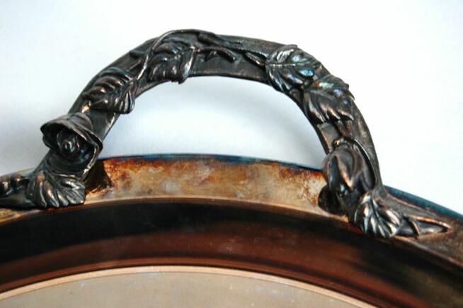 Nowa taca posrebrzana platerowana srebrem Resovia róże PRL