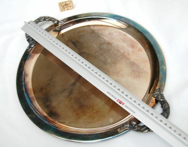 Nowa taca posrebrzana platerowana srebrem Resovia róże PRL