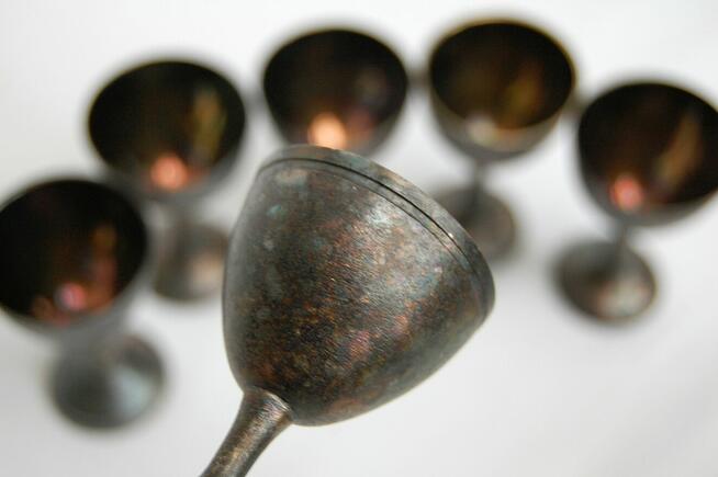 Posrebrzane kieliszki platerowane srebrem likieru PRL