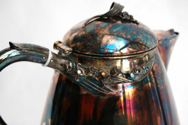 Posrebrzany dzbanek platerowany srebrem konwalie Resovia PRL