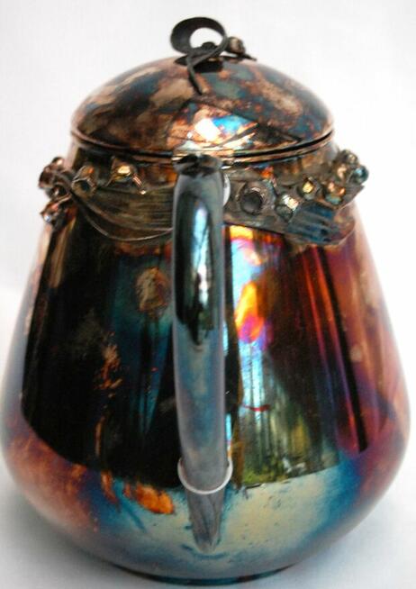 Posrebrzany dzbanek platerowany srebrem konwalie Resovia PRL