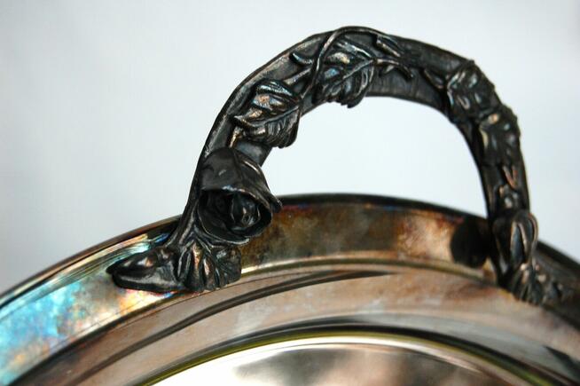 Nowa taca posrebrzana platerowana srebrem Resovia róże PRL