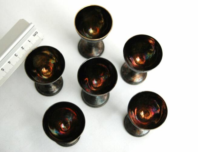 Posrebrzane kieliszki platerowane srebrem likieru PRL